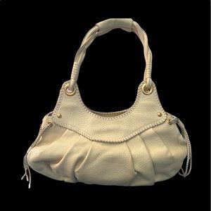 Maxx New York Hobo Leather Cream Off White Gold Handbag Purse